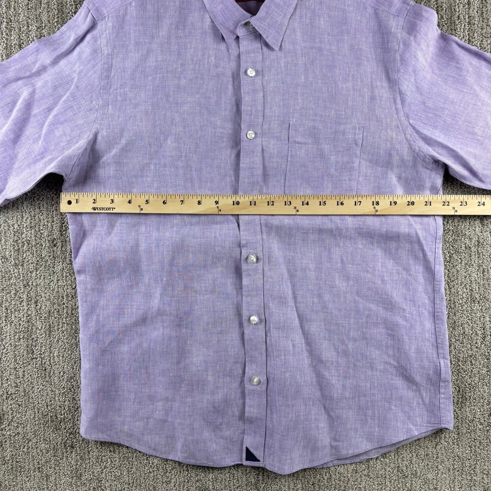 UNTUCKit Selegas Men's‎ Large Purple Linen Button Down Shirt Long Sleeve Casual - Picture 6 of 10